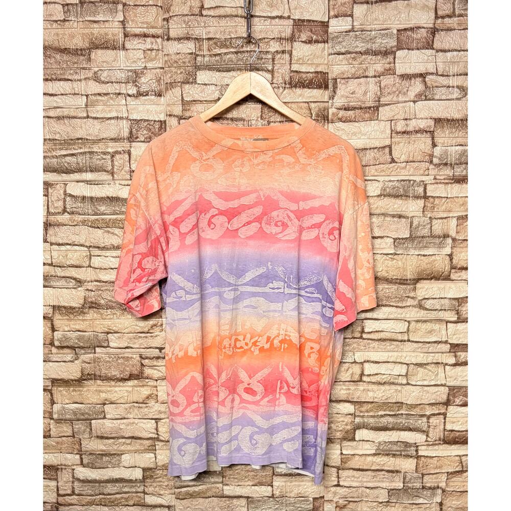 Vintage Ocean Pacific OP Neon Tribal AOP Single Stitch USA Surf 90s Shirt XL